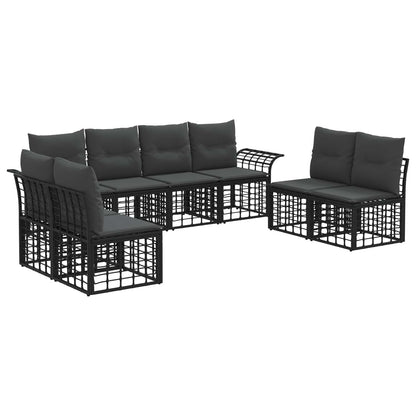 Set di divani da esterno 8 pcs Nero e Grigio scuro Poliestere | homemem39