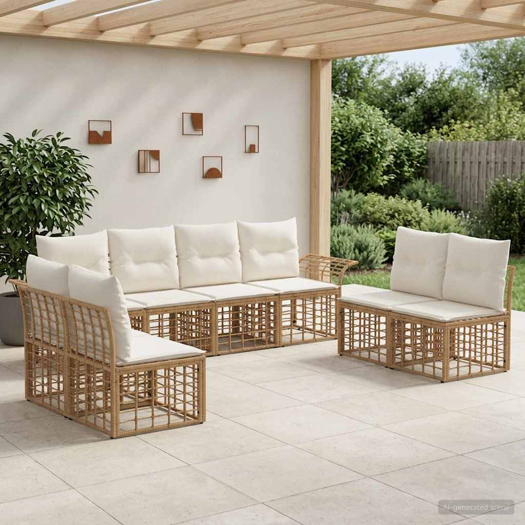 Set di divani da esterno 8 pcs Naturale e Bianco Crema | homemem39