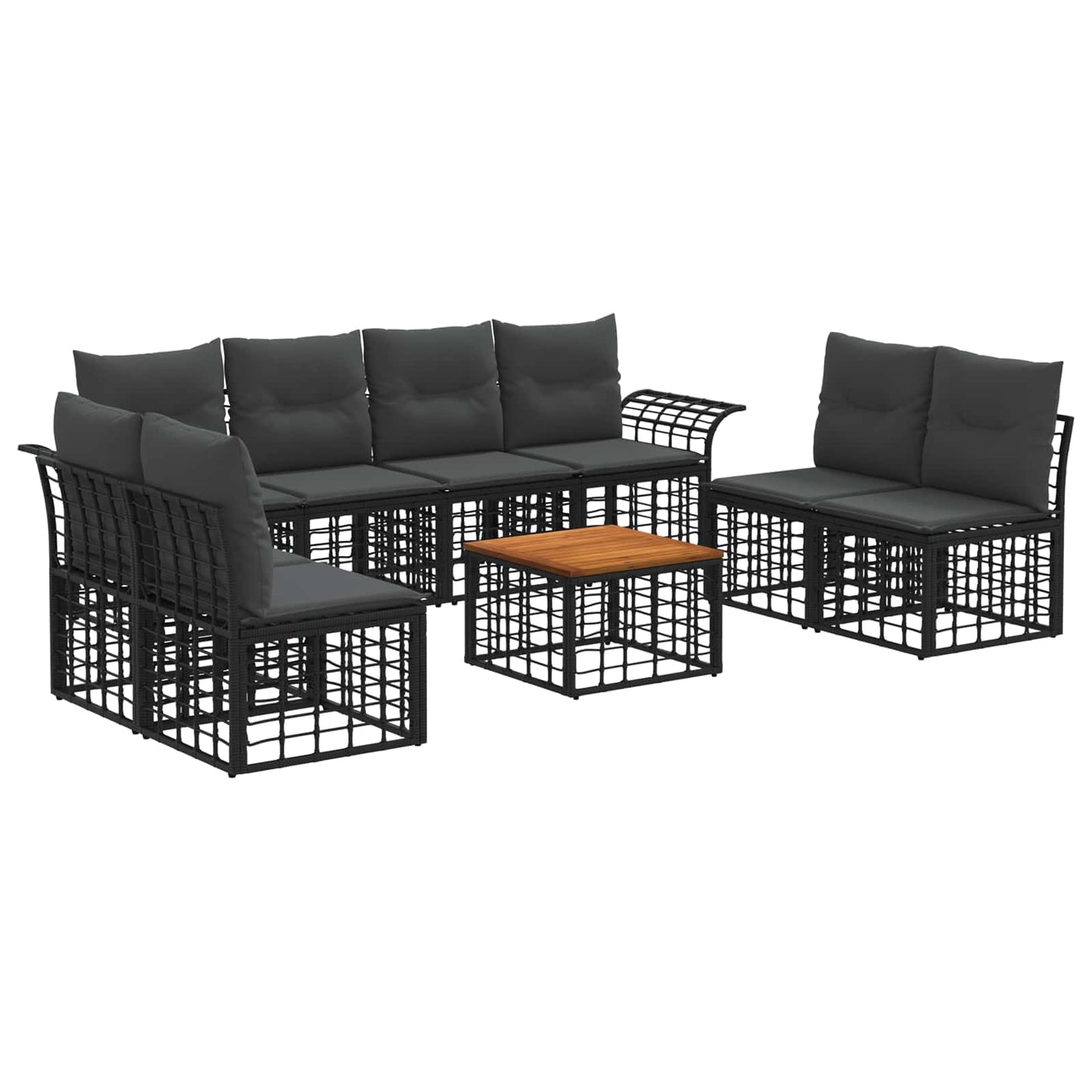 Set di divani da esterno 9 pcs Nero e Grigio scuro Poliestere | homemem39