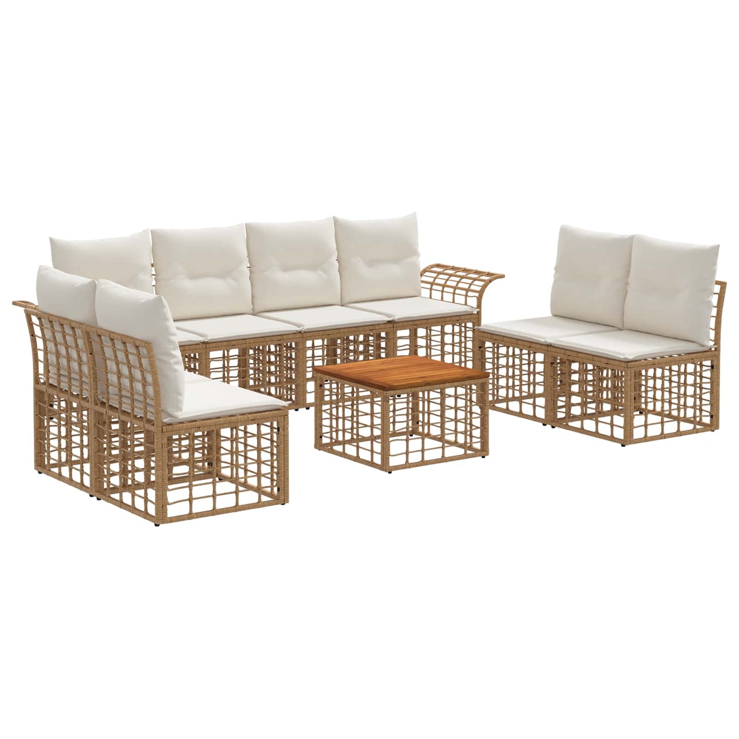 Set di divani da esterno 9 pcs Naturale e Bianco Crema | homemem39