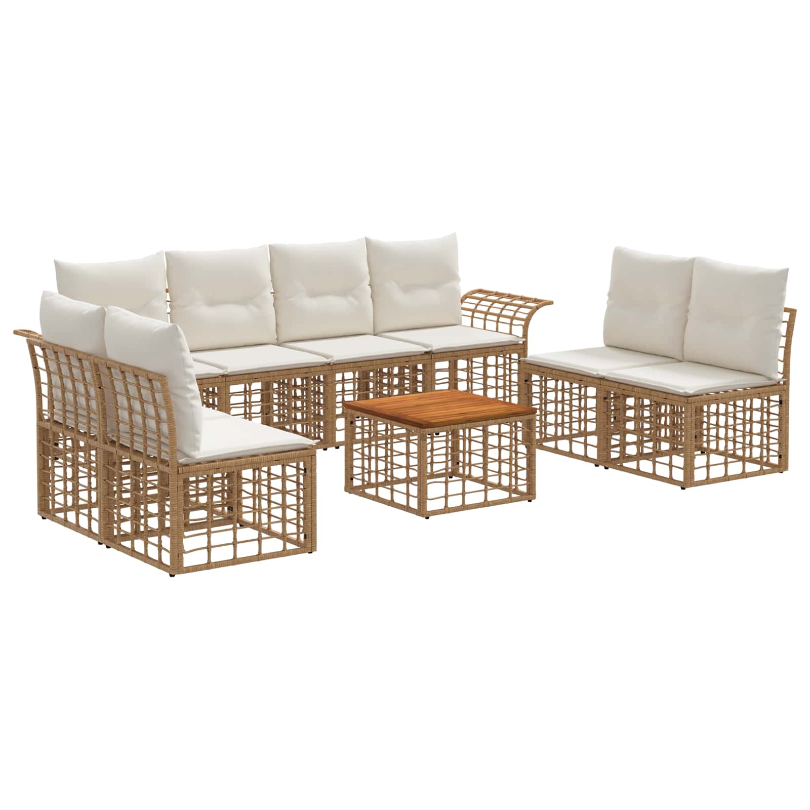 Set di divani da esterno 9 pcs Naturale e Bianco Crema | homemem39