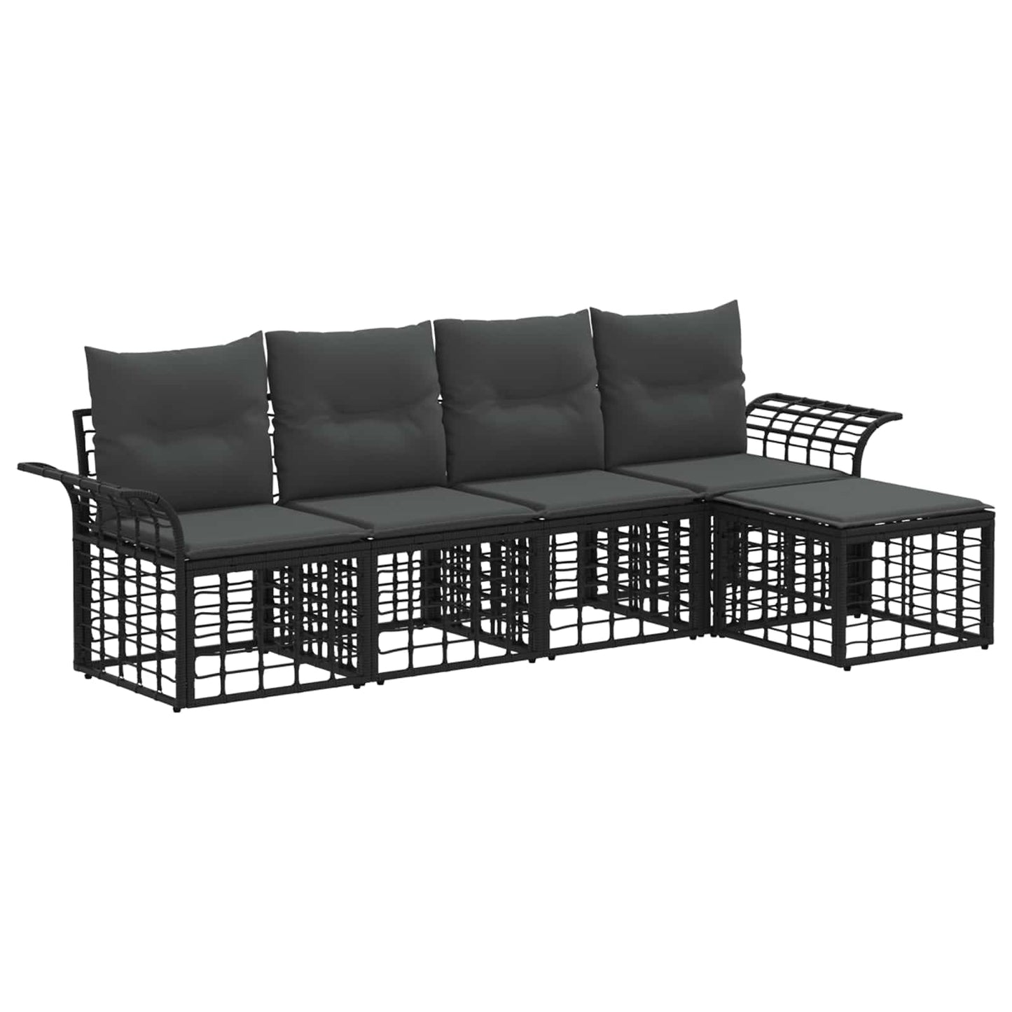 Set di divani da esterno 5 pcs Nero e Grigio scuro Poliestere | homemem39