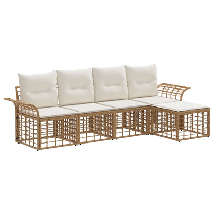 Set di divani da esterno 5 pcs Naturale e Bianco Crema | homemem39