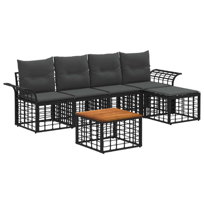 Set di divani da esterno 6 pcs Nero e Grigio scuro Poliestere | homemem39