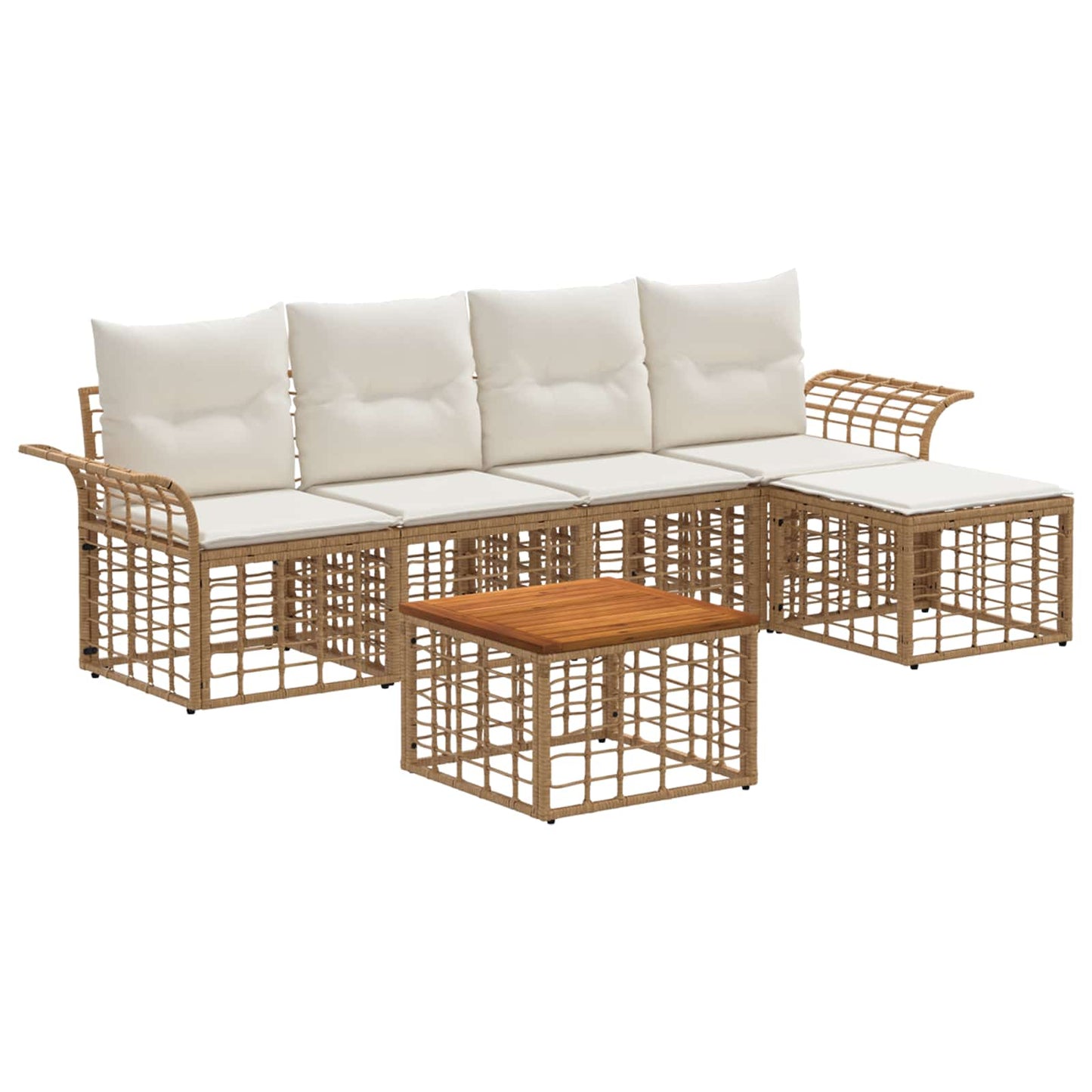 Set di divani da esterno 6 pcs Naturale e Bianco Crema | homemem39