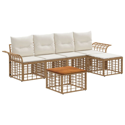 Set di divani da esterno 6 pcs Naturale e Bianco Crema | homemem39