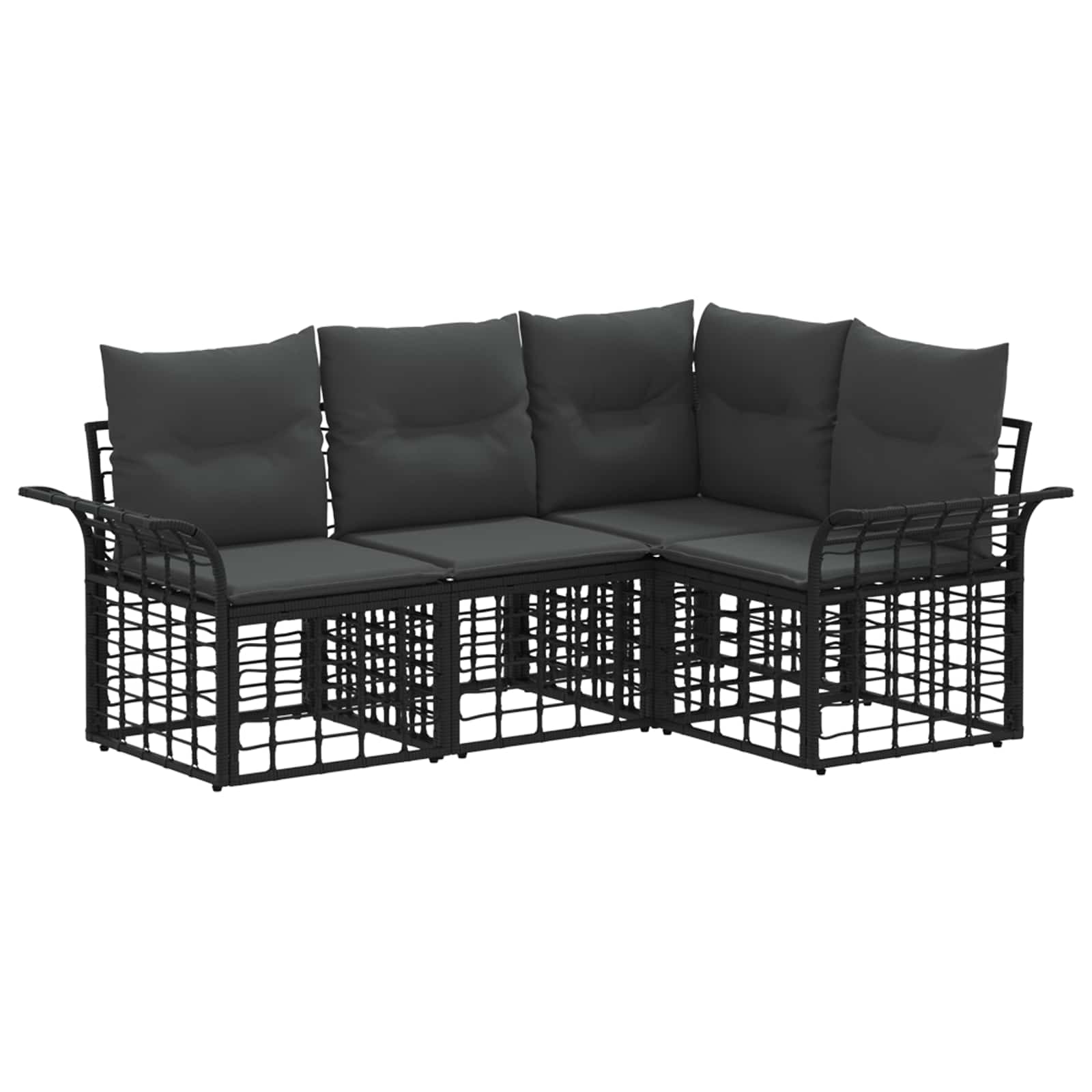 Set di divani da esterno 4 pcs Nero e Grigio scuro Poliestere | homemem39