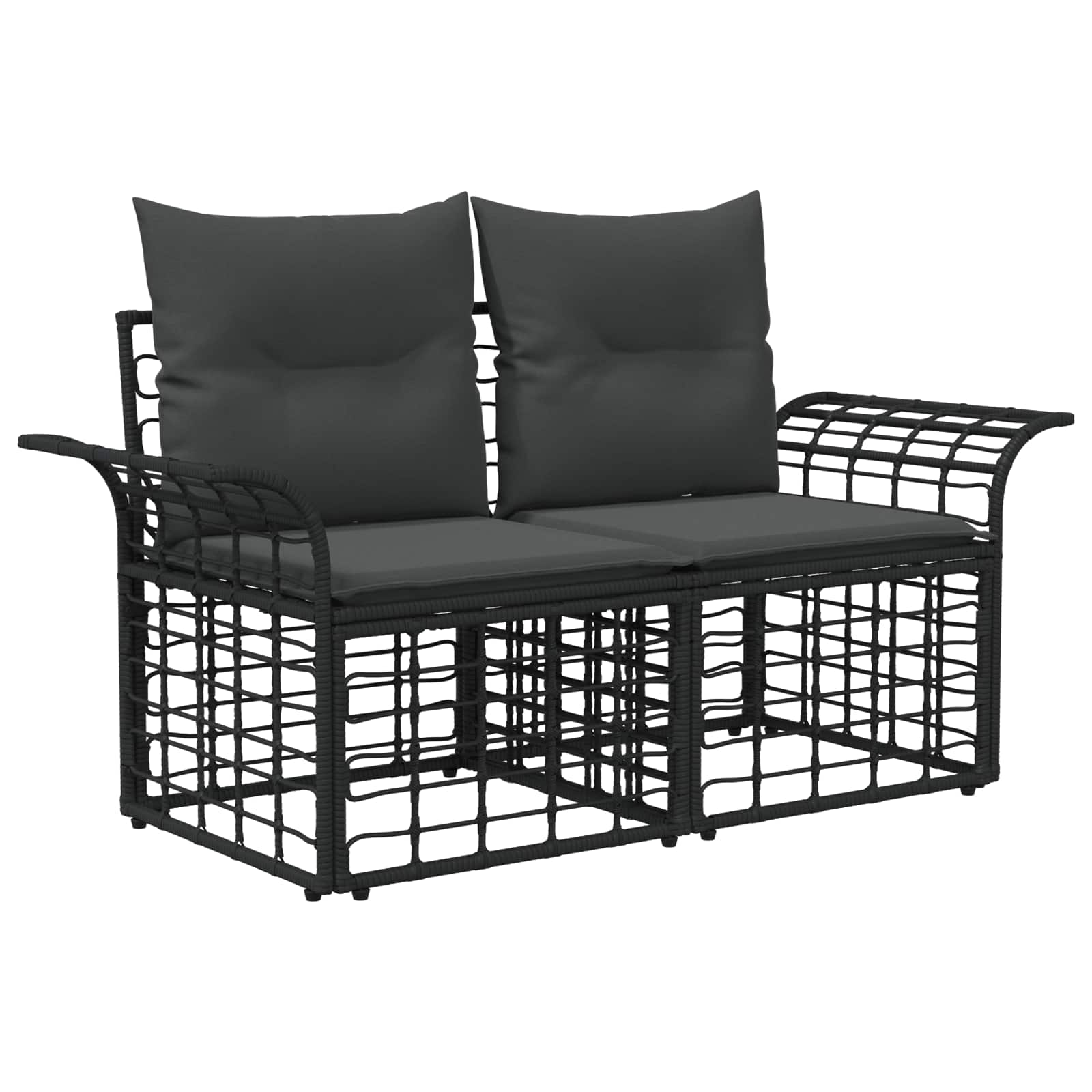 Set di divani da esterno 4 pcs Nero e Grigio scuro Poliestere | homemem39