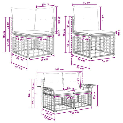Set di divani da esterno 4 pcs Nero e Grigio scuro Poliestere | homemem39