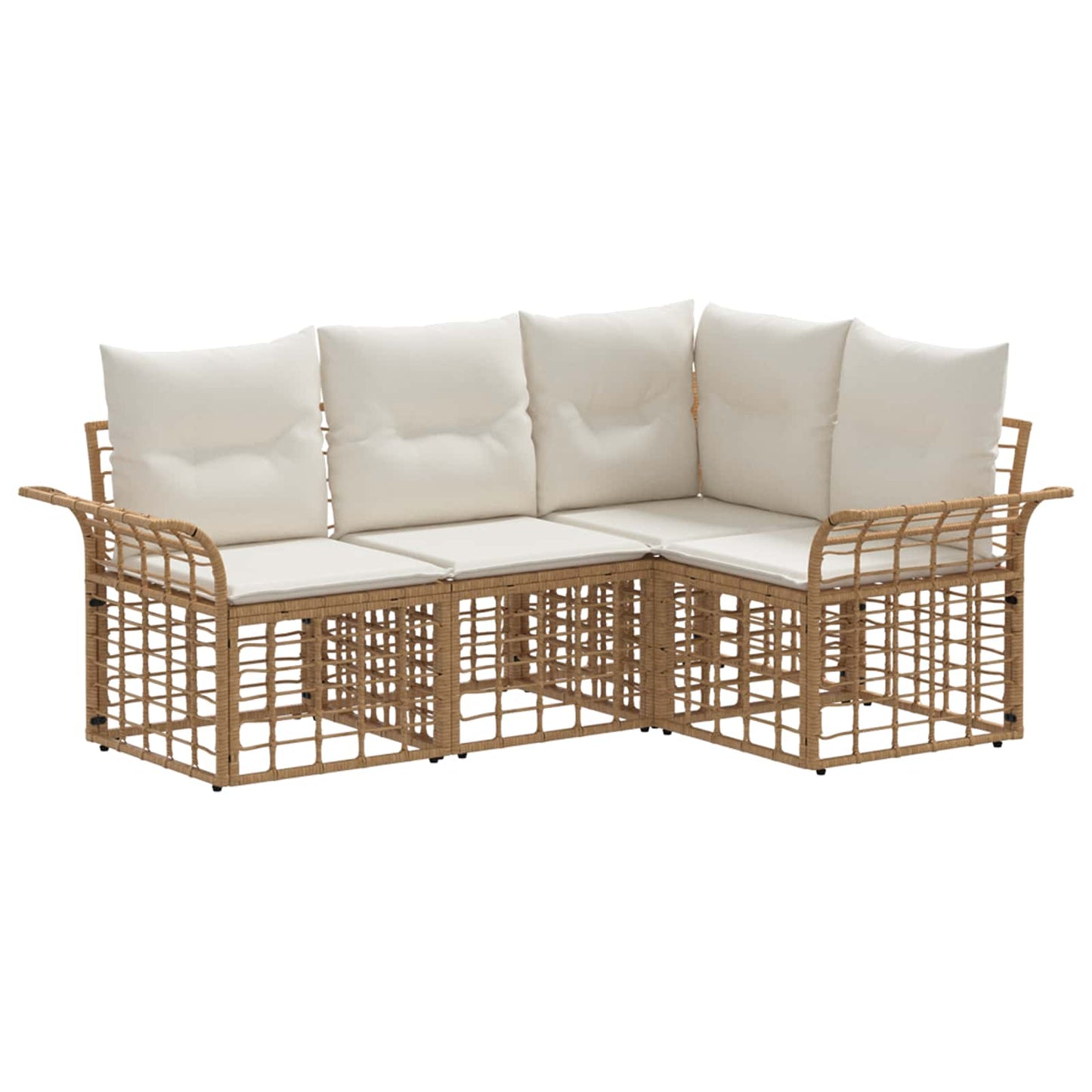 Set di divani da esterno 4 pcs Naturale e Bianco Crema | homemem39