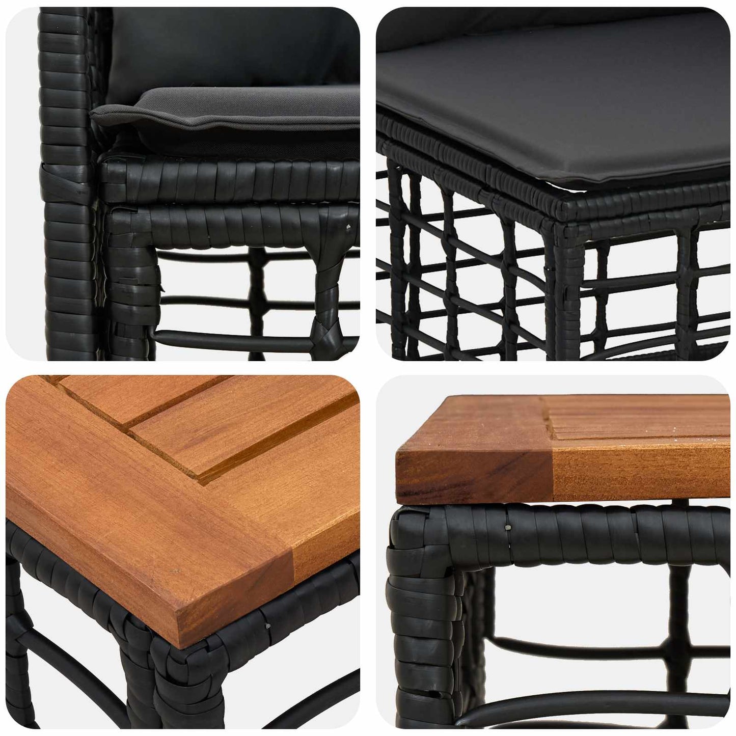 Set di divani da esterno 5 pcs Nero e Grigio scuro Poliestere | homemem39