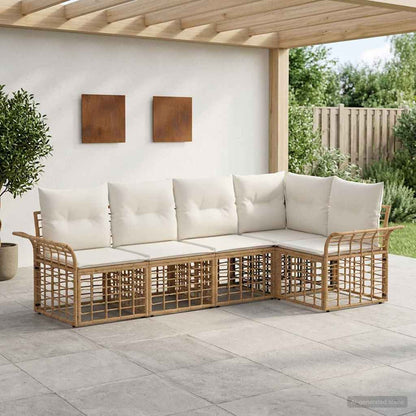 Set di divani da esterno 5 pcs Naturale e Bianco Crema | homemem39