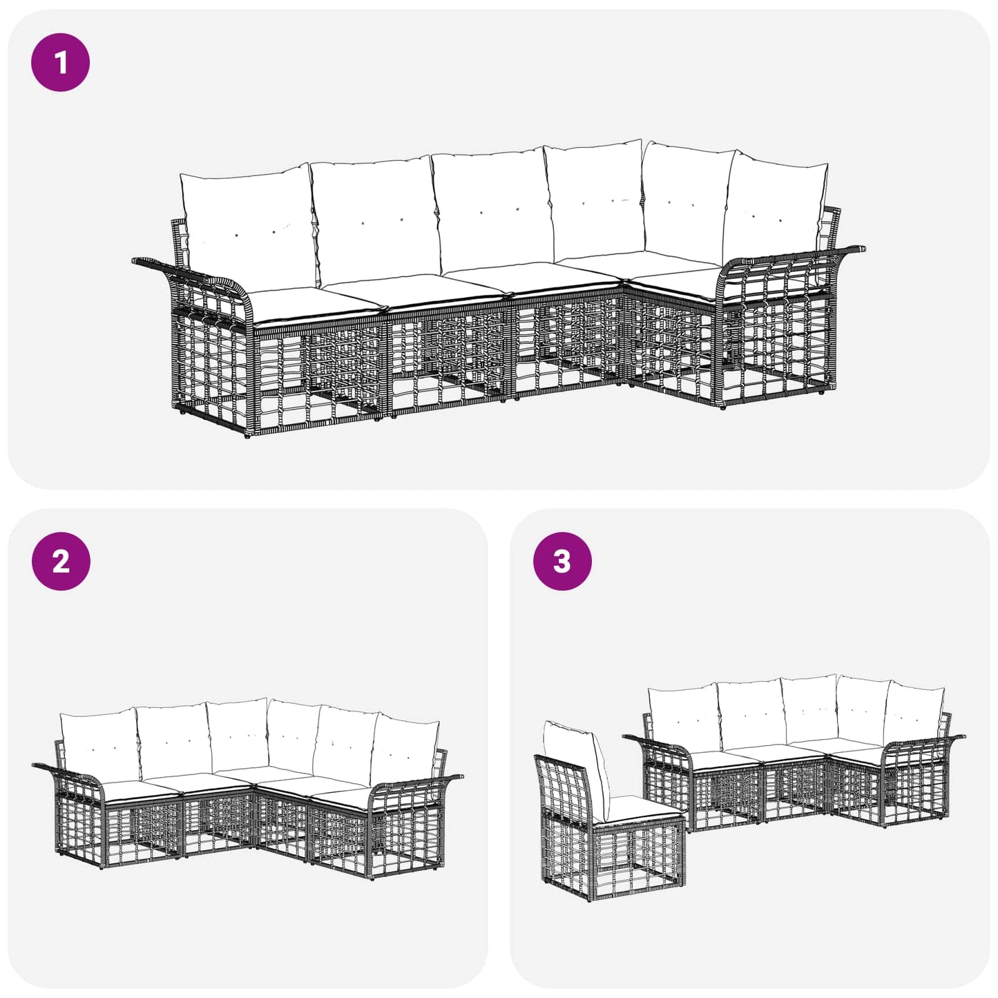 Set di divani da esterno 5 pcs Naturale e Bianco Crema | homemem39