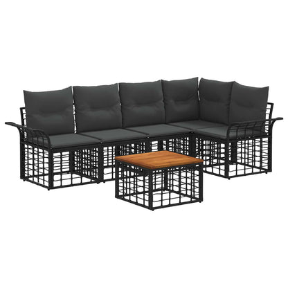 Set di divani da esterno 6 pcs Nero e Grigio scuro Poliestere | homemem39