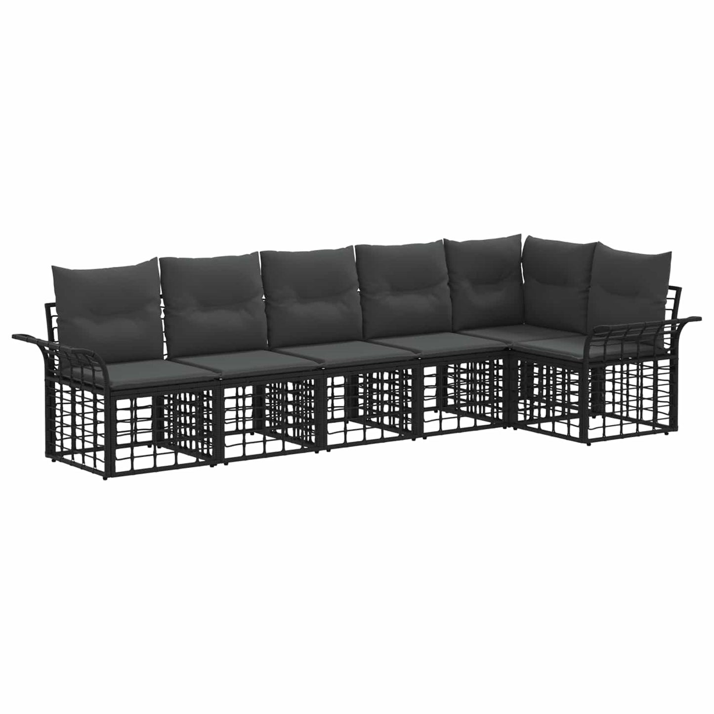 Set di divani da esterno 6 pcs Nero e Grigio scuro Poliestere | homemem39