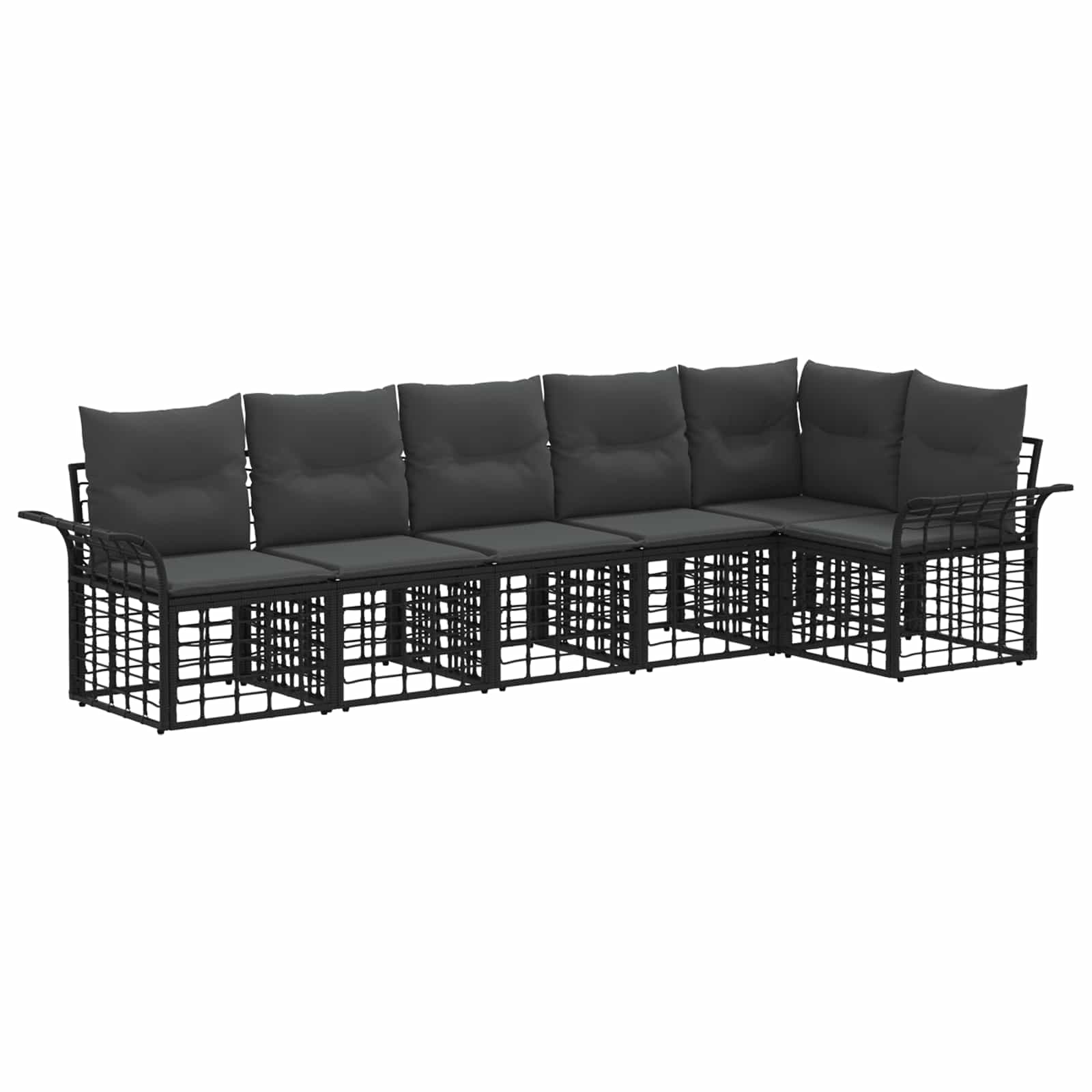 Set di divani da esterno 6 pcs Nero e Grigio scuro Poliestere | homemem39