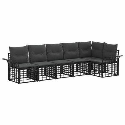 Set di divani da esterno 6 pcs Nero e Grigio scuro Poliestere | homemem39