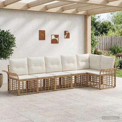 Set di divani da esterno 6 pcs Naturale e Bianco Crema | homemem39