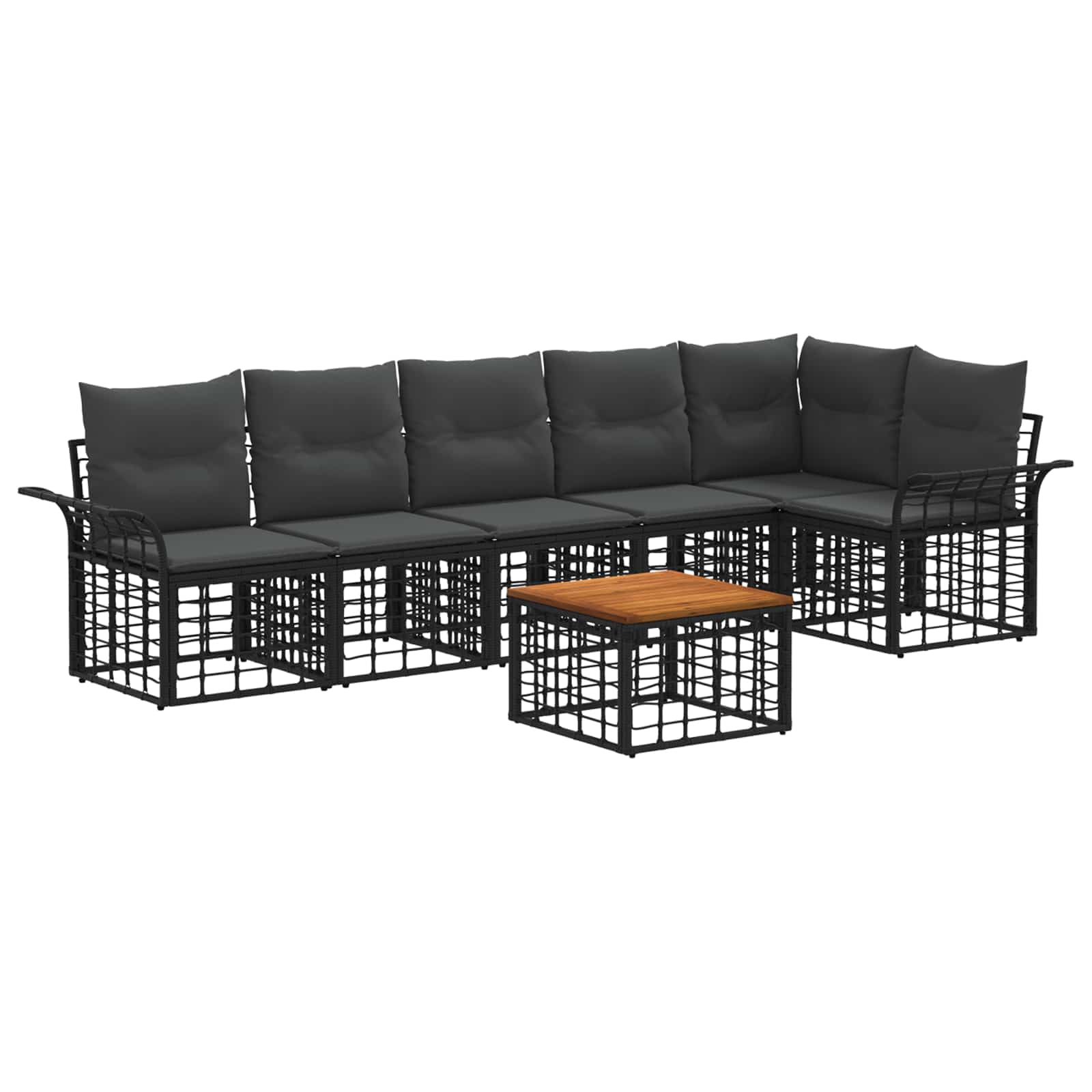 Set di divani da esterno 7 pcs Nero e Grigio scuro Poliestere | homemem39