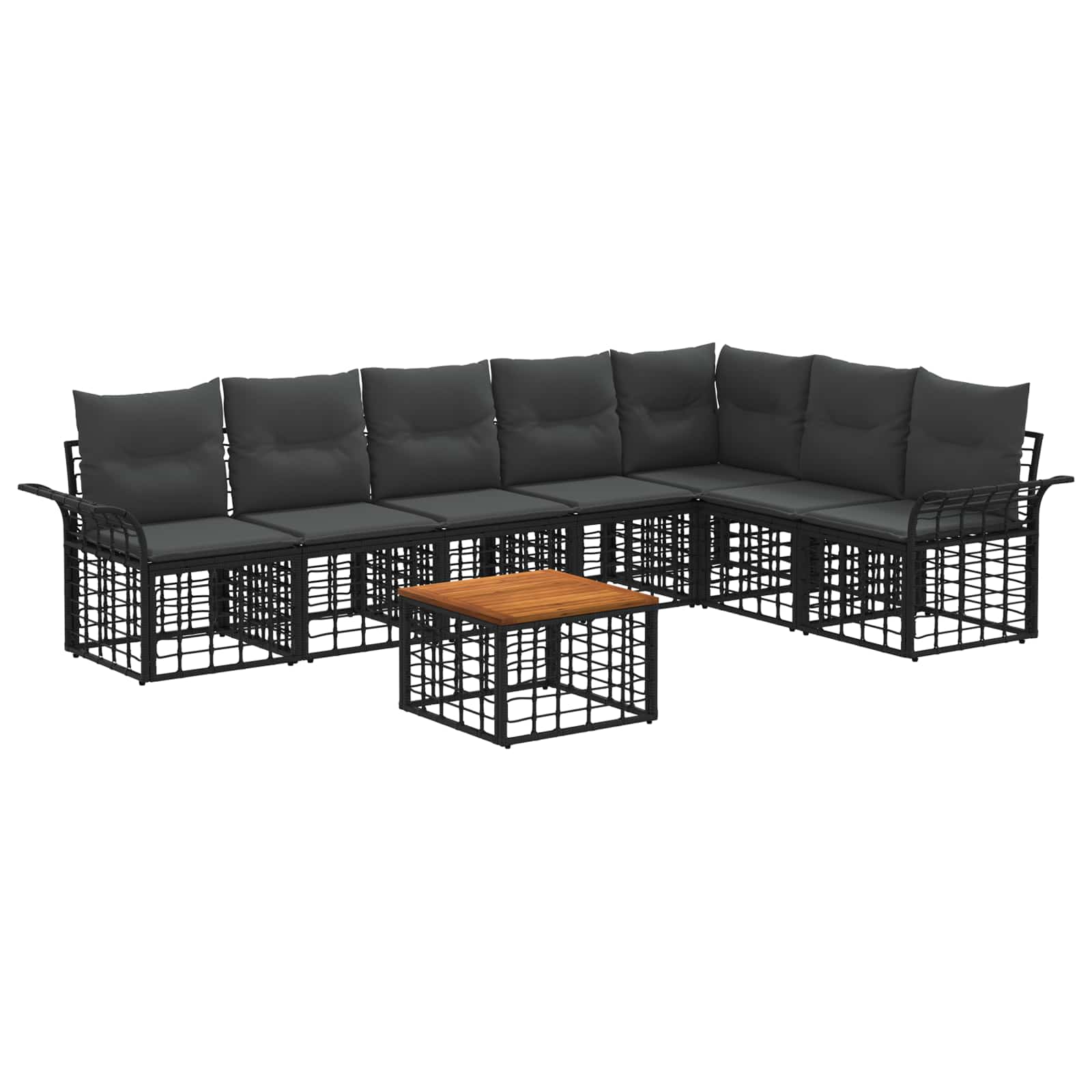Set di divani da esterno 8 pcs Nero e Grigio scuro Poliestere | homemem39