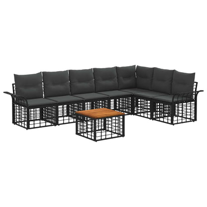 Set di divani da esterno 8 pcs Nero e Grigio scuro Poliestere | homemem39