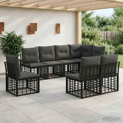 Set di divani da esterno 8 pcs Nero e Grigio scuro Poliestere | homemem39