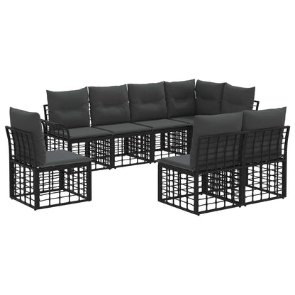 Set di divani da esterno 8 pcs Nero e Grigio scuro Poliestere | homemem39
