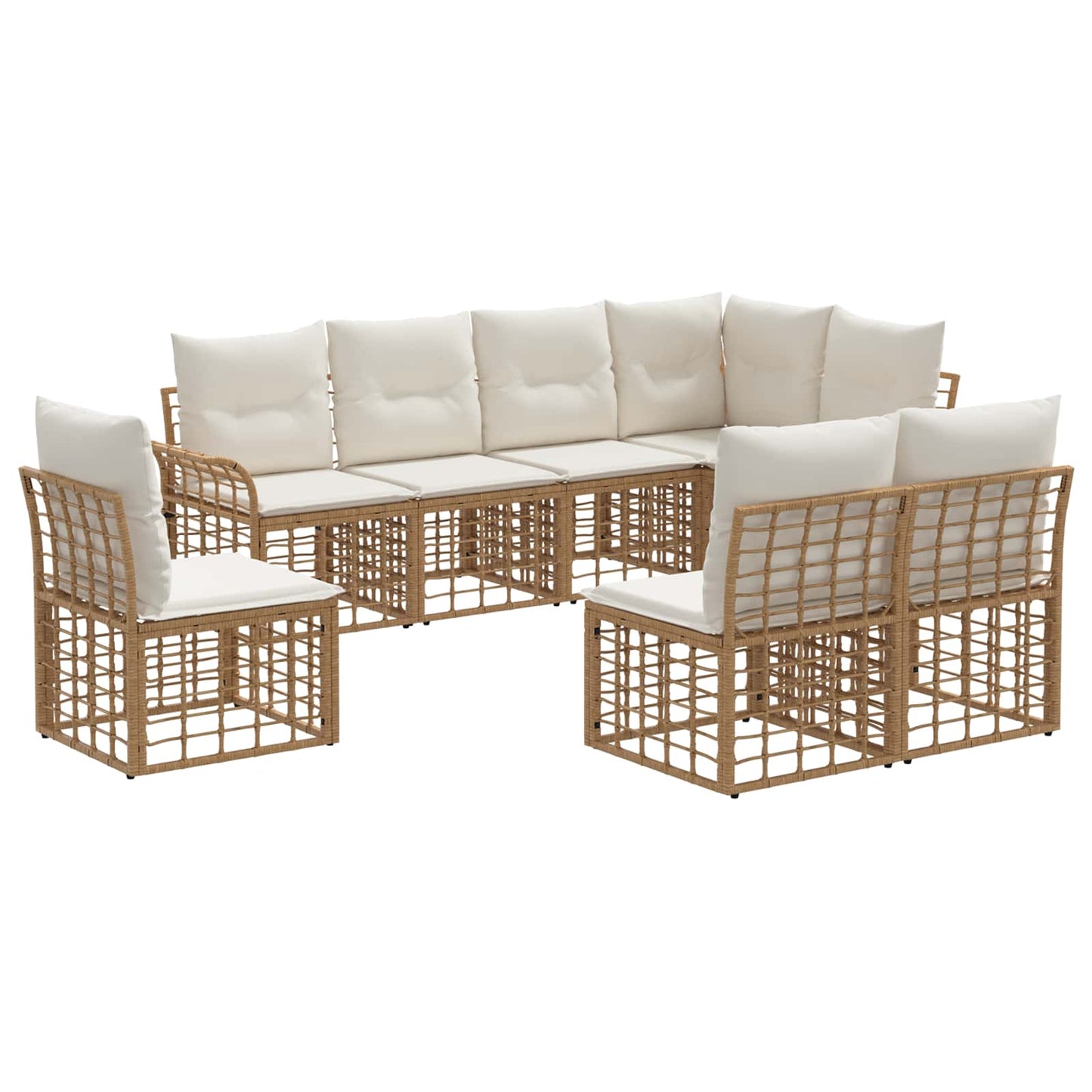 Set di divani da esterno 8 pcs Naturale e Bianco Crema | homemem39