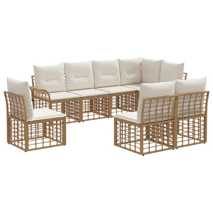 Set di divani da esterno 8 pcs Naturale e Bianco Crema | homemem39