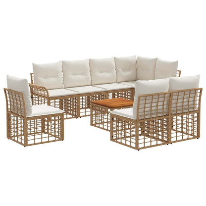 Set di divani da esterno 9 pcs Naturale e Bianco Crema | homemem39