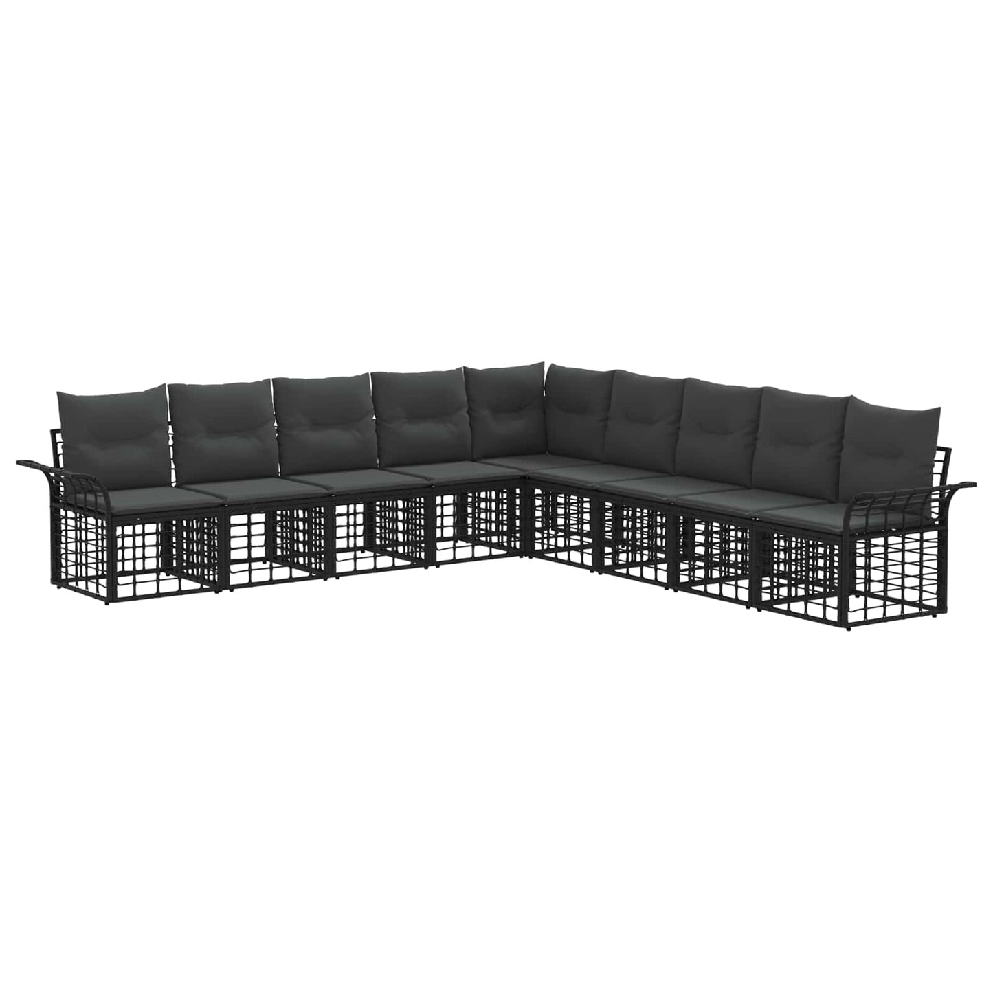 Set di divani da esterno 9 pcs Nero e Grigio scuro Poliestere | homemem39