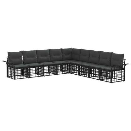 Set di divani da esterno 9 pcs Nero e Grigio scuro Poliestere | homemem39