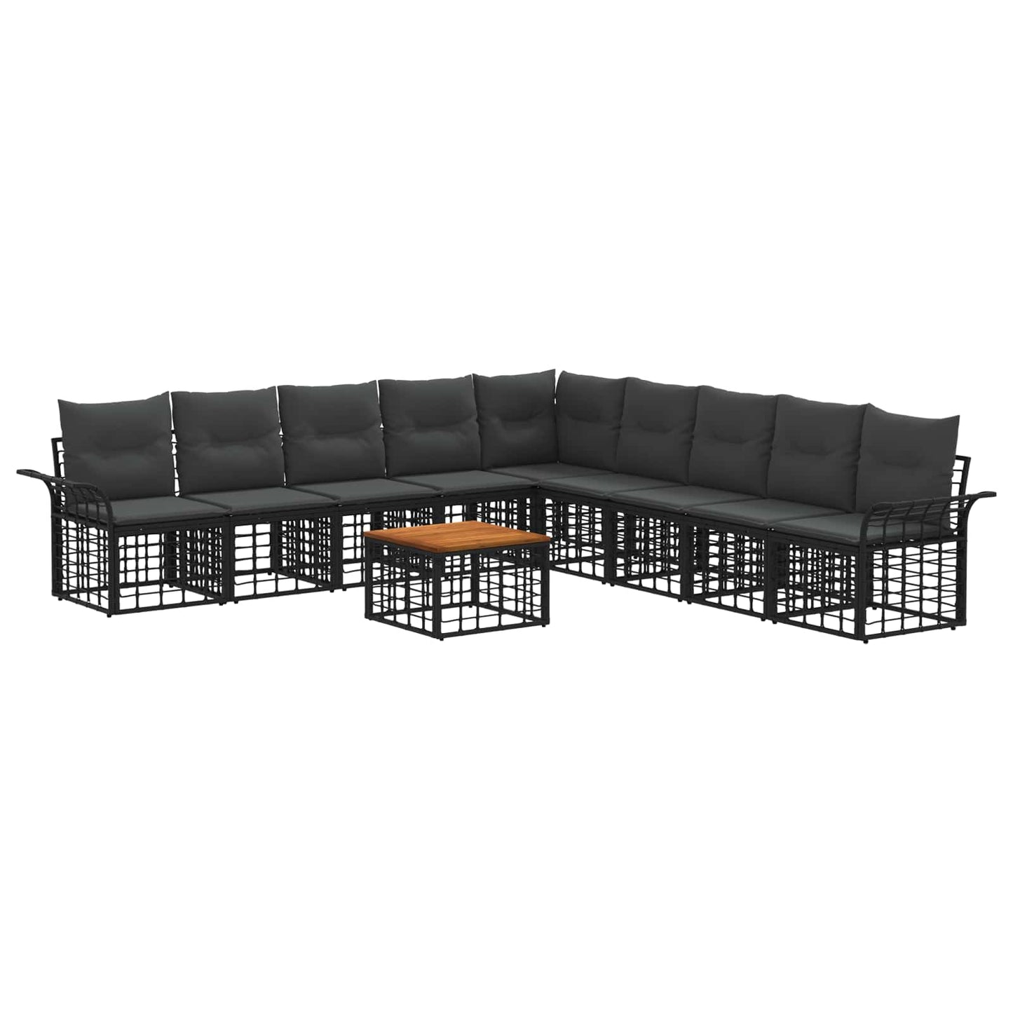 Set di divani da esterno 10 pcs Nero e Grigio scuro Poliestere | homemem39