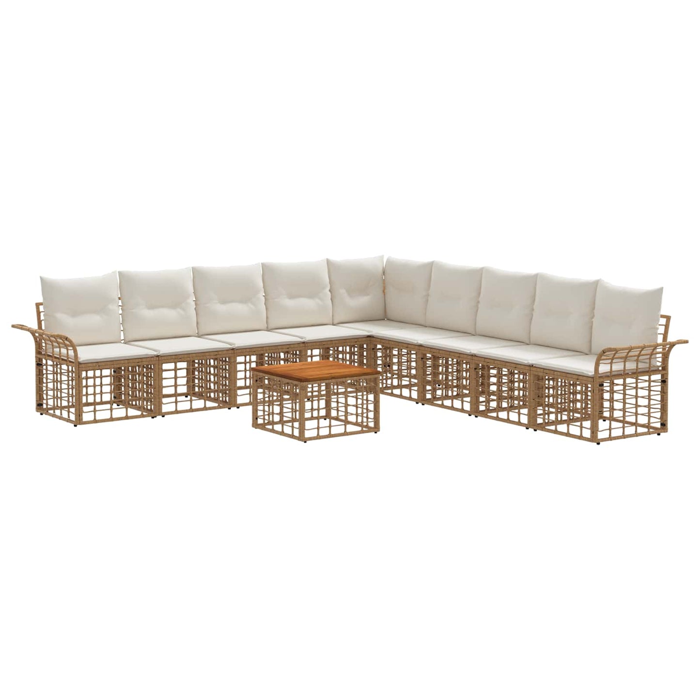 Set di divani da esterno 10 pcs Naturale e Bianco Crema | homemem39