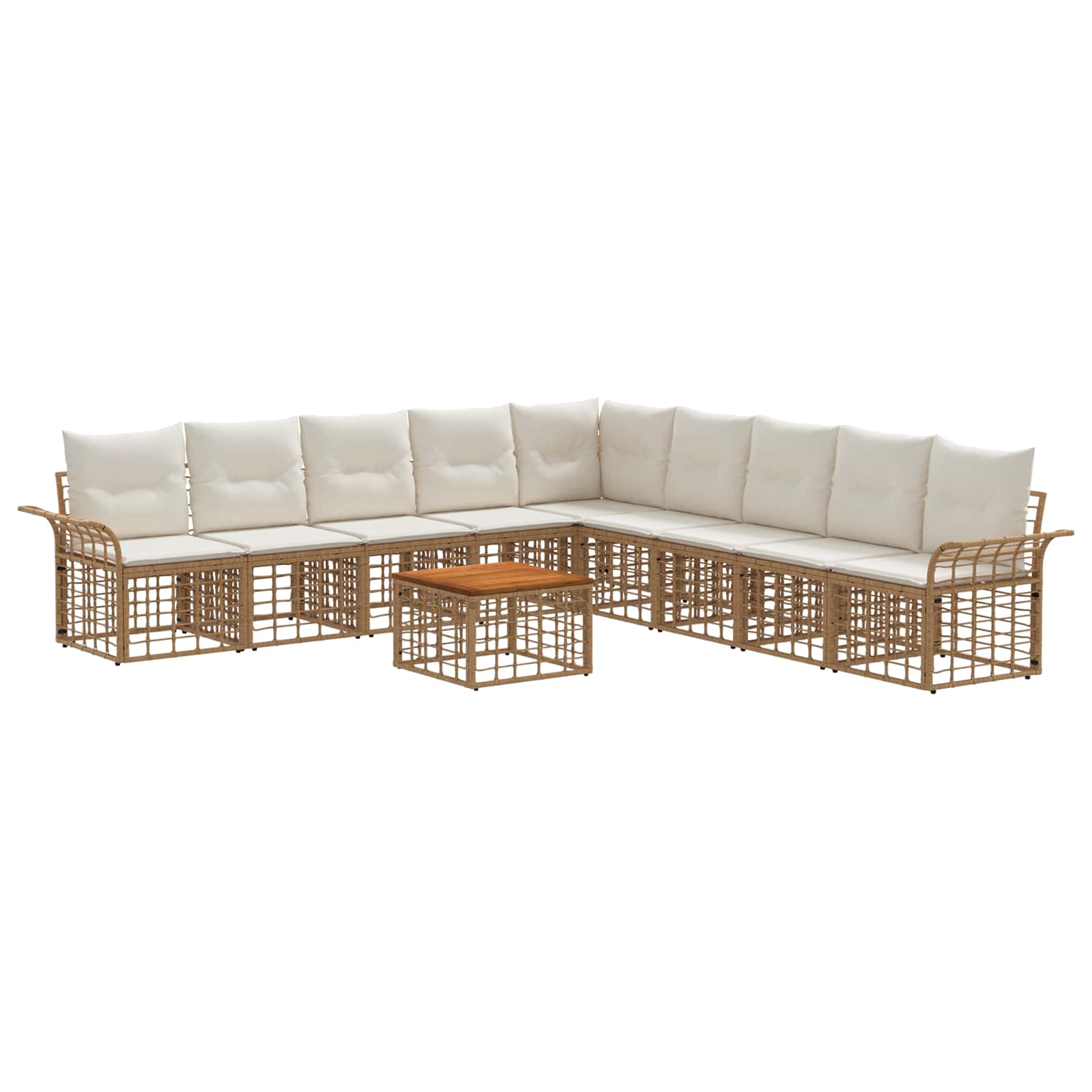 Set di divani da esterno 10 pcs Naturale e Bianco Crema | homemem39