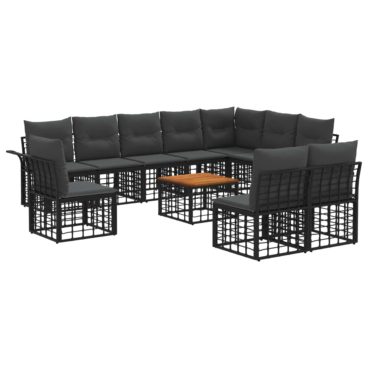 Set di divani da esterno 11 pcs Nero e Grigio scuro Poliestere | homemem39