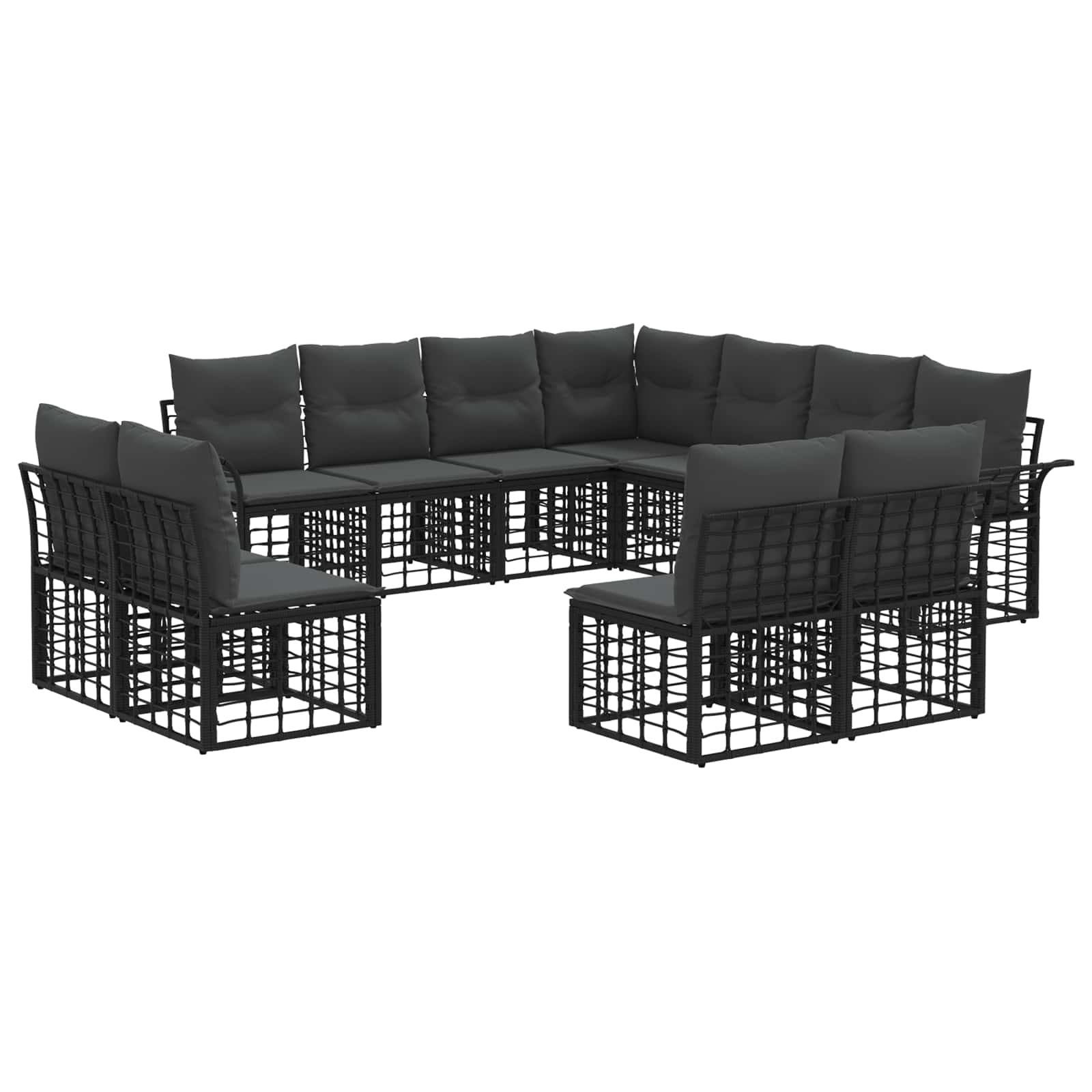 Set di divani da esterno 11 pcs Nero e Grigio scuro Poliestere | homemem39