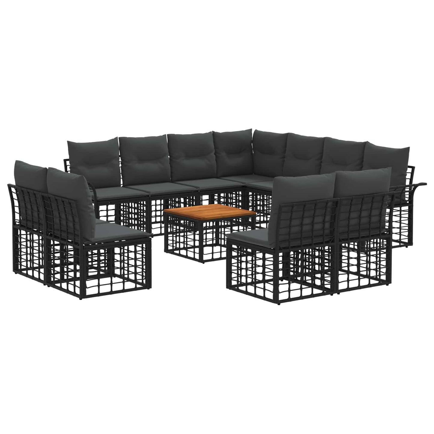 Set di divani da esterno 12 pcs Nero e Grigio scuro Poliestere | homemem39