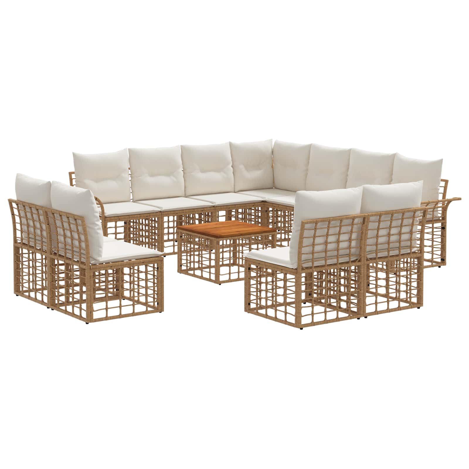 Set di divani da esterno 12 pcs Naturale e Bianco Crema | homemem39