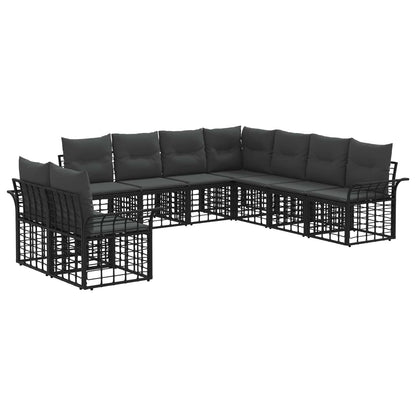 Set di divani da esterno 9 pcs Nero e Grigio scuro Poliestere | homemem39