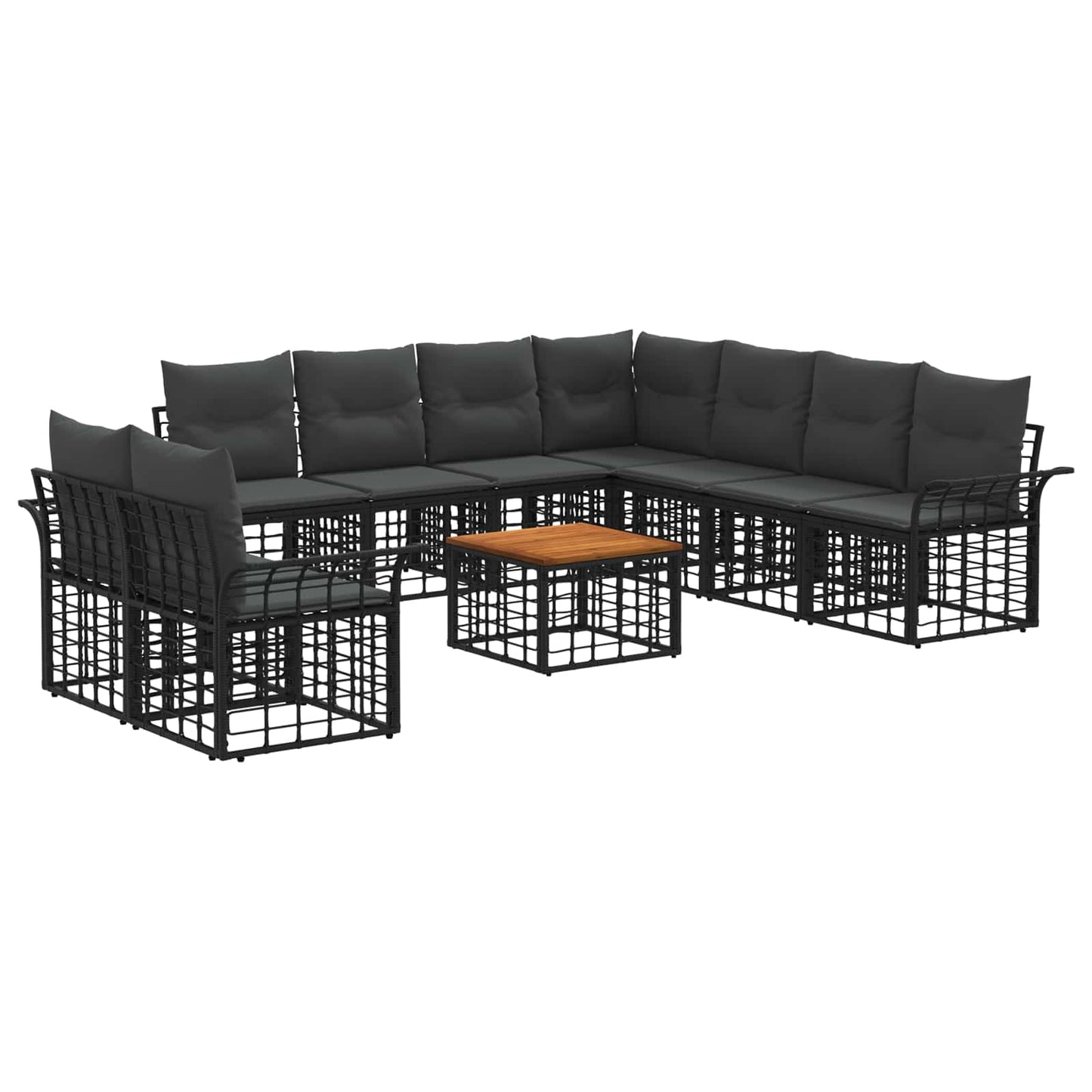Set di divani da esterno 10 pcs Nero e Grigio scuro Poliestere | homemem39