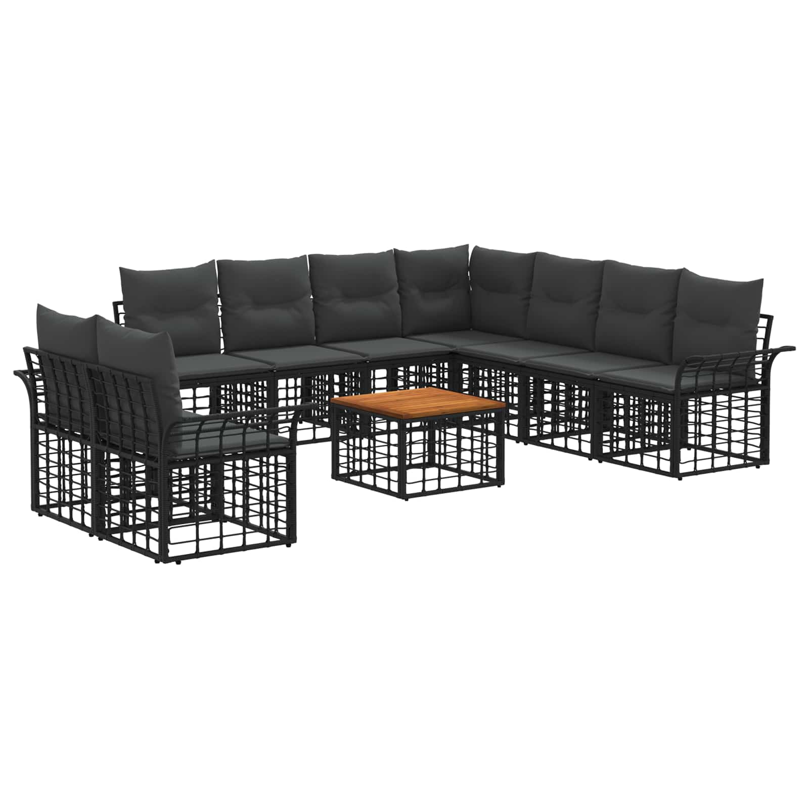 Set di divani da esterno 10 pcs Nero e Grigio scuro Poliestere | homemem39