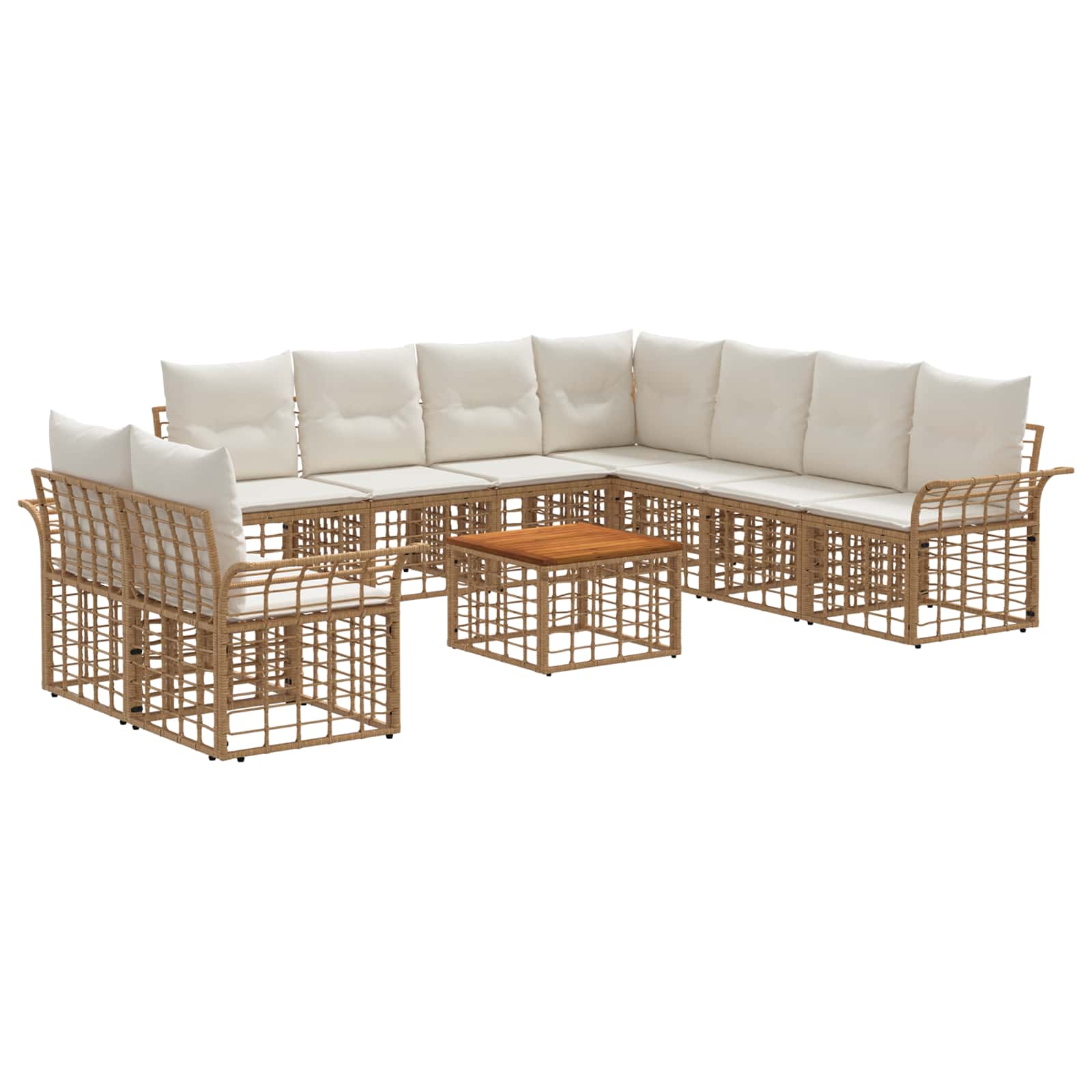 Set di divani da esterno 10 pcs Naturale e Bianco Crema | homemem39
