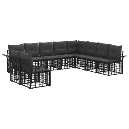 Set di divani da esterno 10 pcs Nero e Grigio scuro Poliestere | homemem39