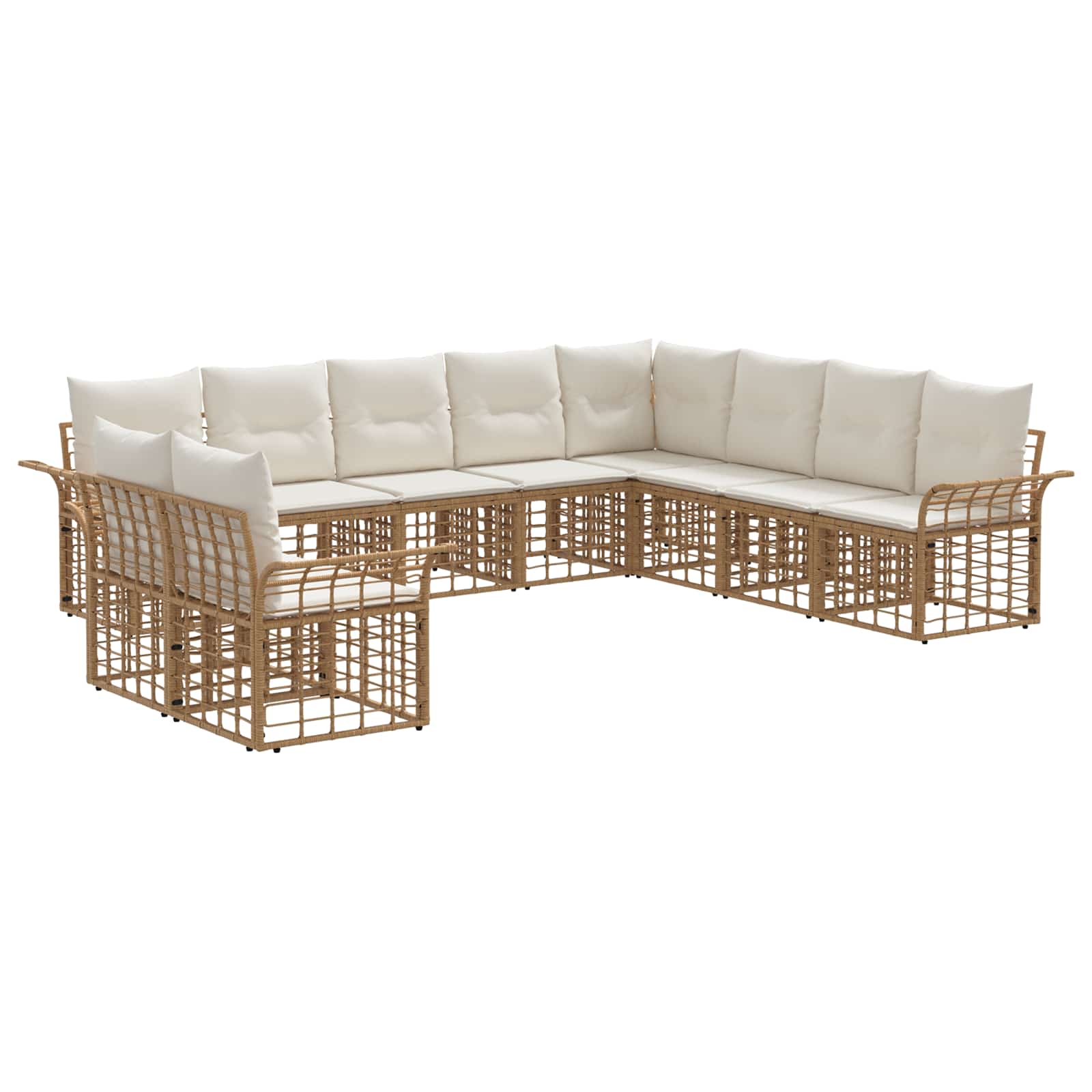 Set di divani da esterno 10 pcs Naturale e Bianco Crema | homemem39