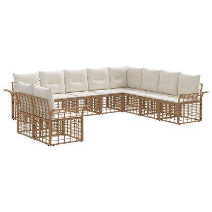 Set di divani da esterno 10 pcs Naturale e Bianco Crema | homemem39
