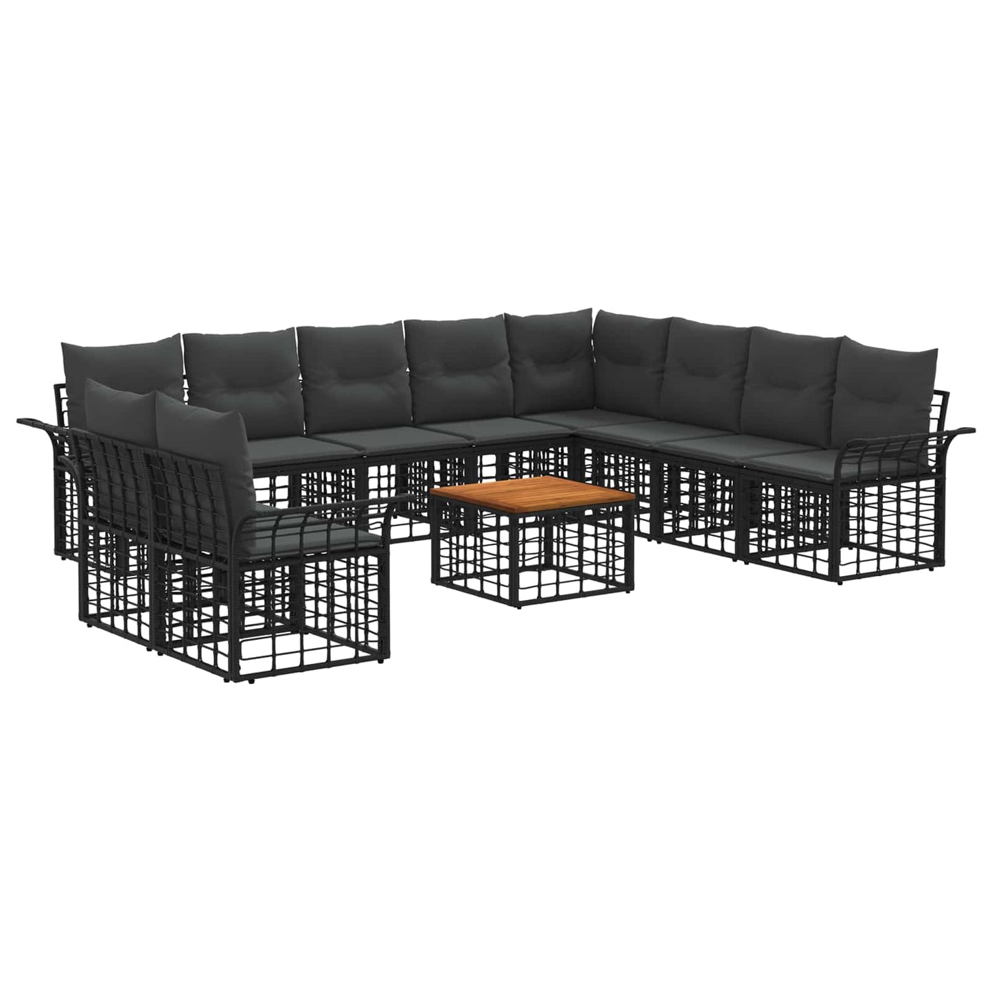 Set di divani da esterno 11 pcs Nero e Grigio scuro Poliestere | homemem39