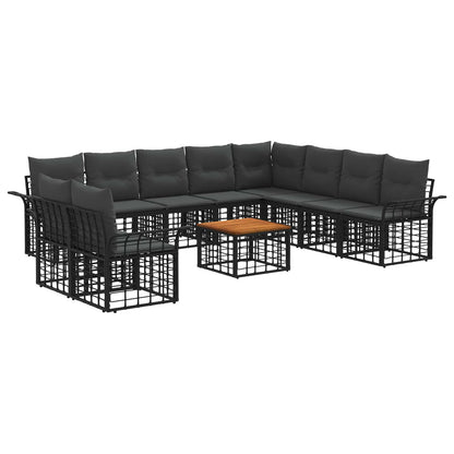 Set di divani da esterno 11 pcs Nero e Grigio scuro Poliestere | homemem39
