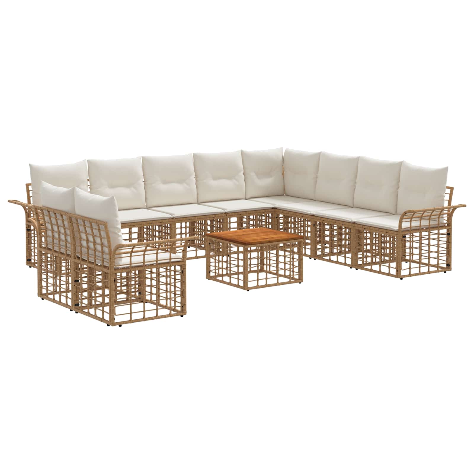 Set di divani da esterno 11 pcs Naturale e Bianco Crema | homemem39