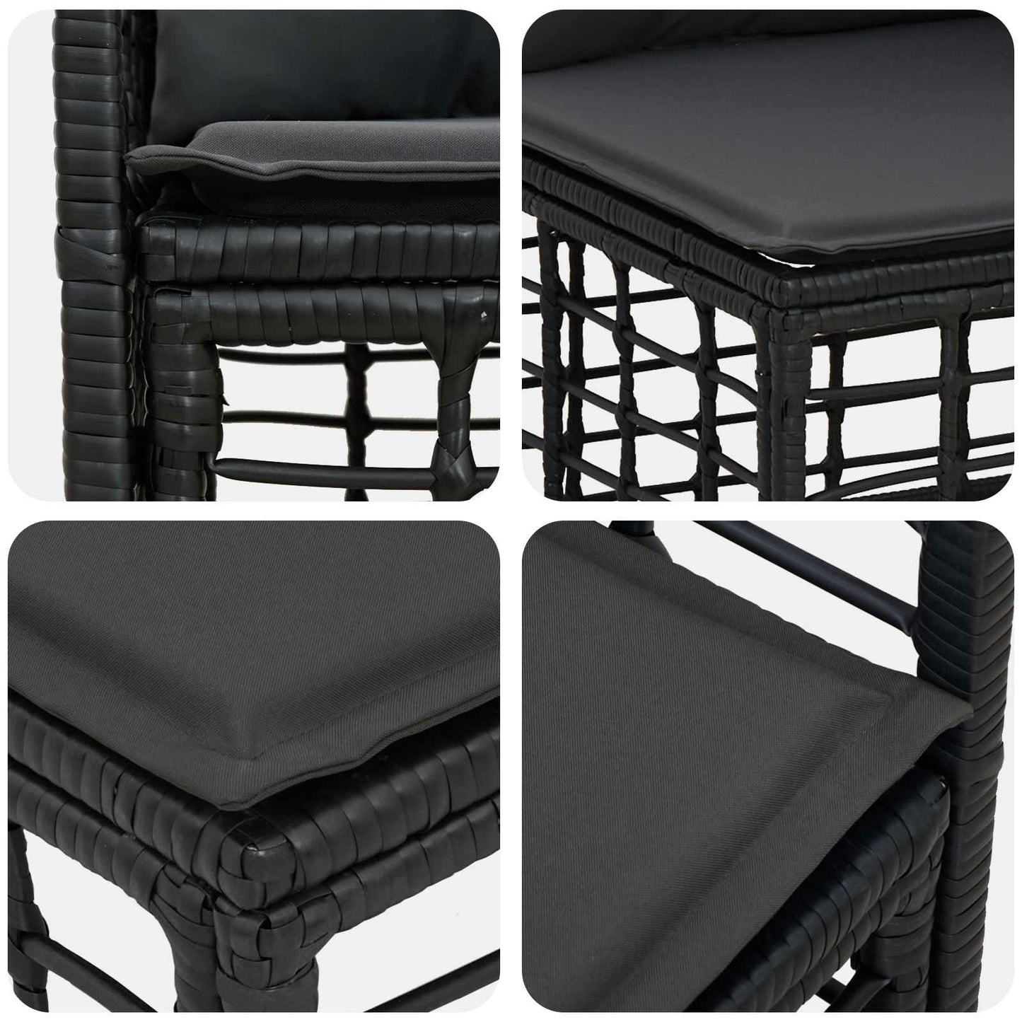 Set di divani da esterno 11 pcs Nero e Grigio scuro Poliestere | homemem39